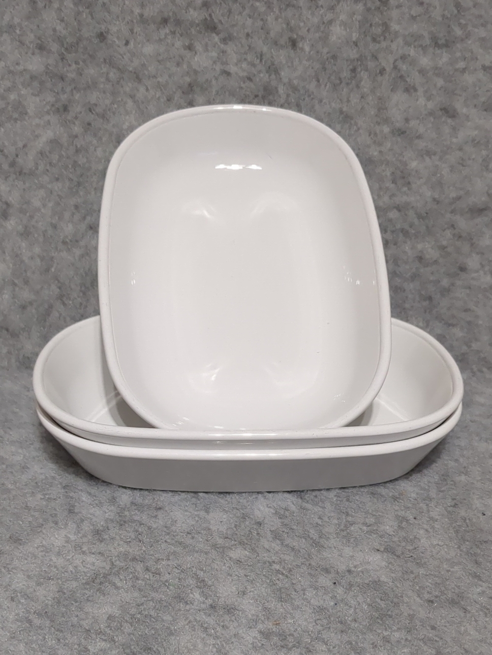 Corning White Coupe Sidekick Serving Tray Dishes Oven Snack Oval Plate Lot Of 3